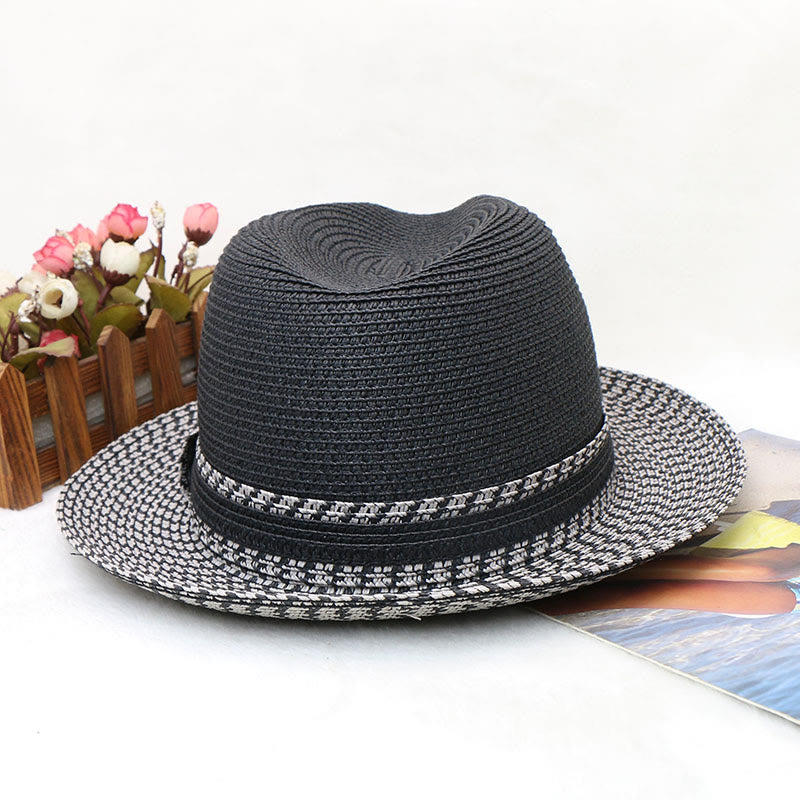 Cappello da cowboy intrecciato da uomo con design color block - image 3