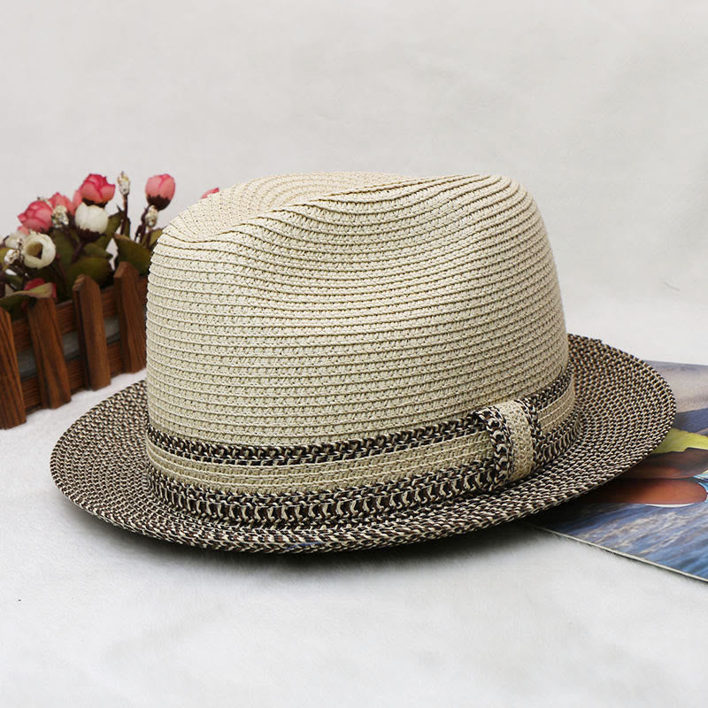 Cappello da cowboy intrecciato da uomo con design color block - image 5