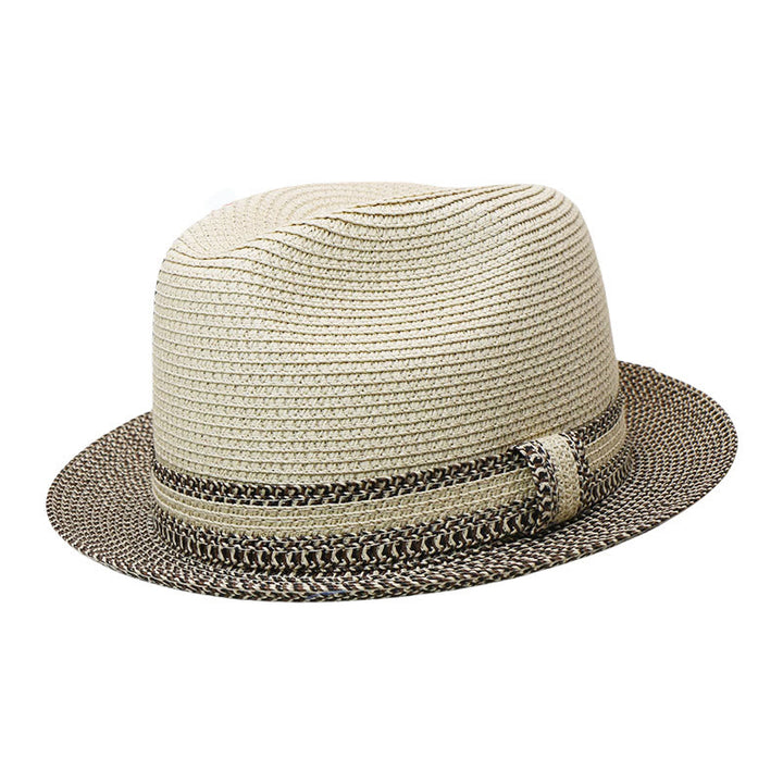 Cappello da cowboy intrecciato da uomo con design color block - Beige - Regolabile (21 5/8"-22 7/8") - image 4