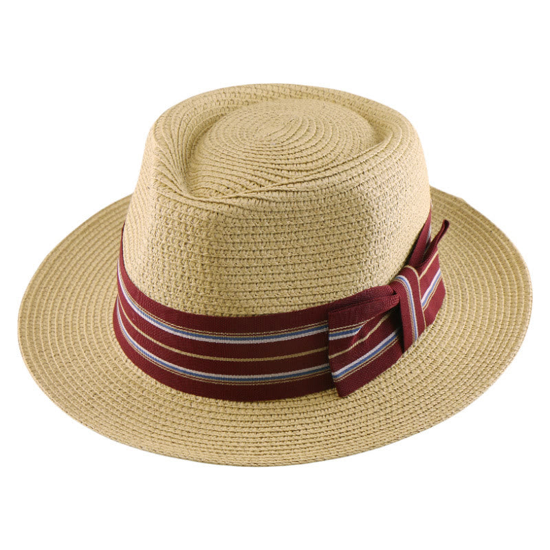 Cappello da cowboy intrecciato con fiocco a righe colorate da uomo - image 10