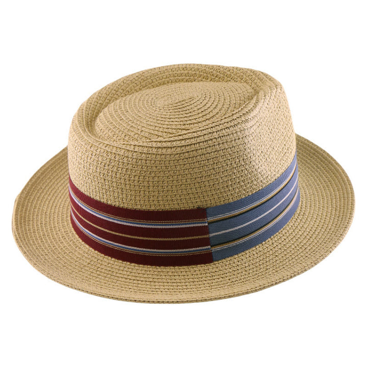 Cappello da cowboy intrecciato con fiocco a righe colorate da uomo - image 5