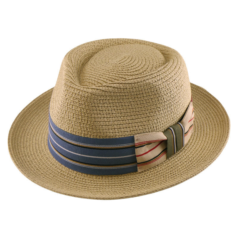 Cappello da cowboy intrecciato con fiocco a righe colorate da uomo - image 4