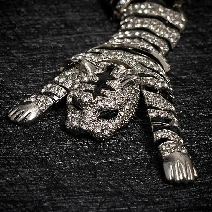 Spilla da uomo con grande tigre maestosa e strass scintillanti di lusso - image 4