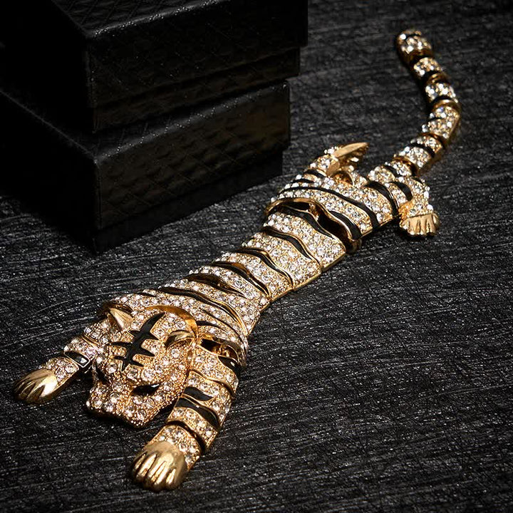 Spilla da uomo con grande tigre maestosa e strass scintillanti di lusso - image 11