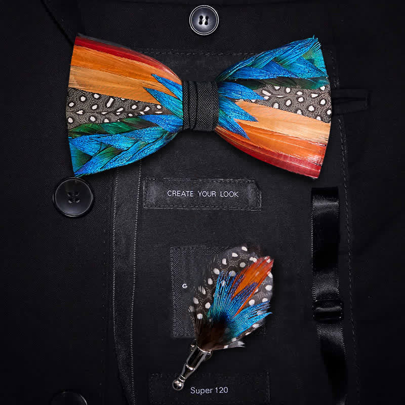 Papillon multicolore con piume arcobaleno diagonale - Multicolore - image 0