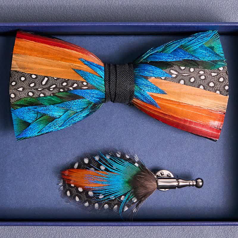 Papillon multicolore con piume arcobaleno diagonale - image 3