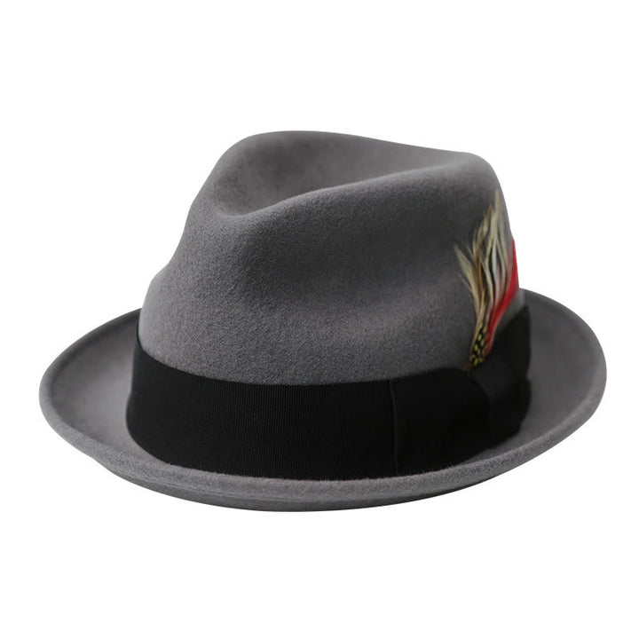 Cappello da cowboy da uomo con fiocco di piume e nastro decorativo - Grigio #2 - M (22 1/2"-22 7/8") - image 4