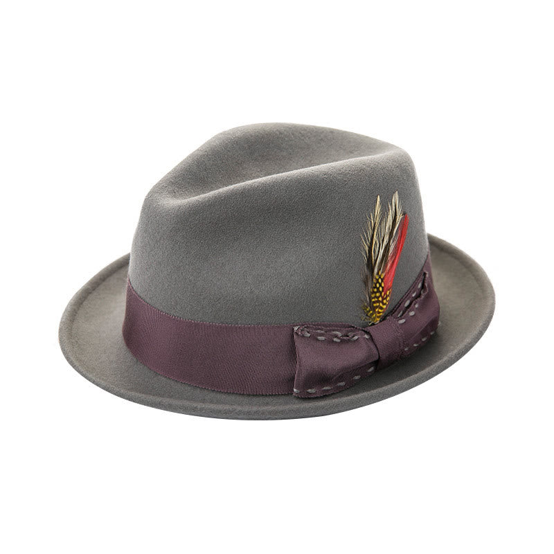 Cappello da cowboy da uomo con fiocco di piume e nastro decorativo - Grigio #1 - M (22 1/2"-22 7/8") - image 3