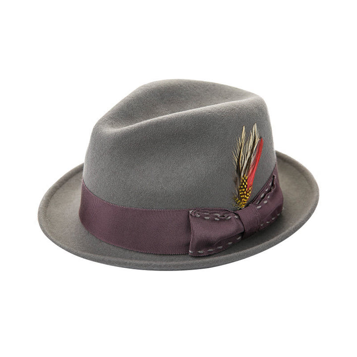 Cappello da cowboy da uomo con fiocco di piume e nastro decorativo - Grigio #1 - M (22 1/2"-22 7/8") - image 3