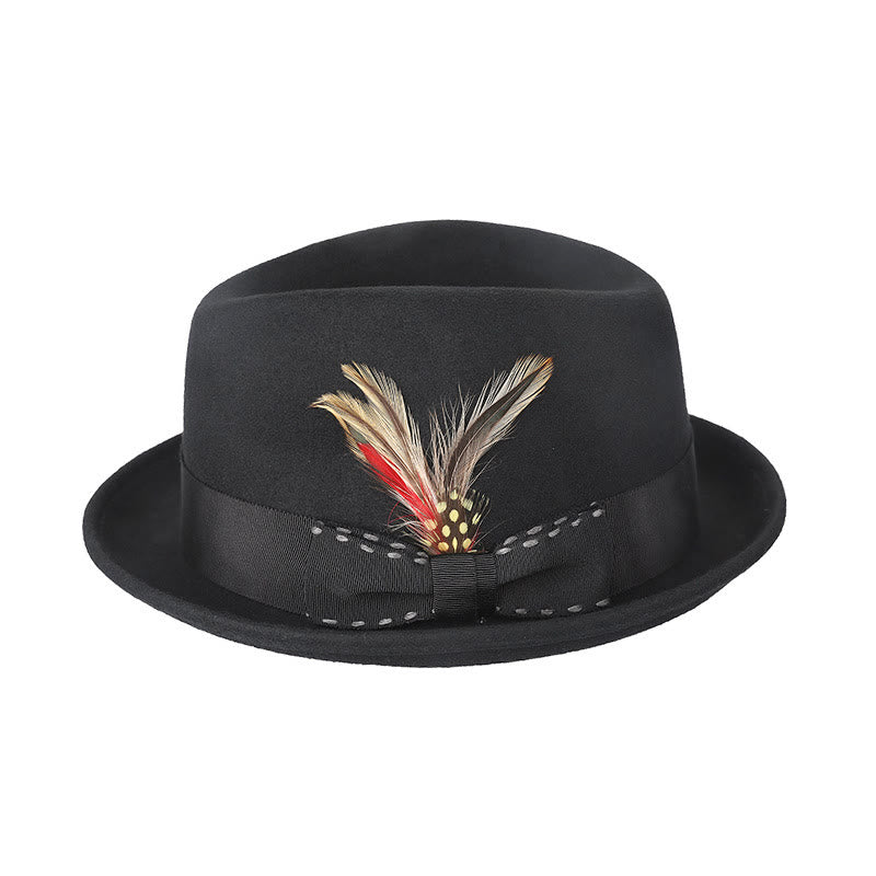 Cappello da cowboy da uomo con fiocco di piume e nastro decorativo - Nero - M (22 1/2"-22 7/8") - image 5
