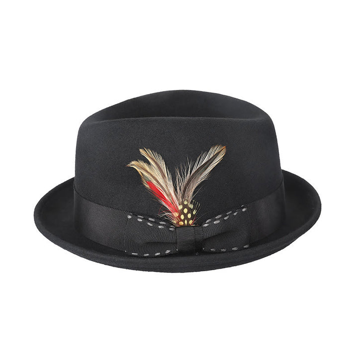 Cappello da cowboy da uomo con fiocco di piume e nastro decorativo - Nero - M (22 1/2"-22 7/8") - image 5