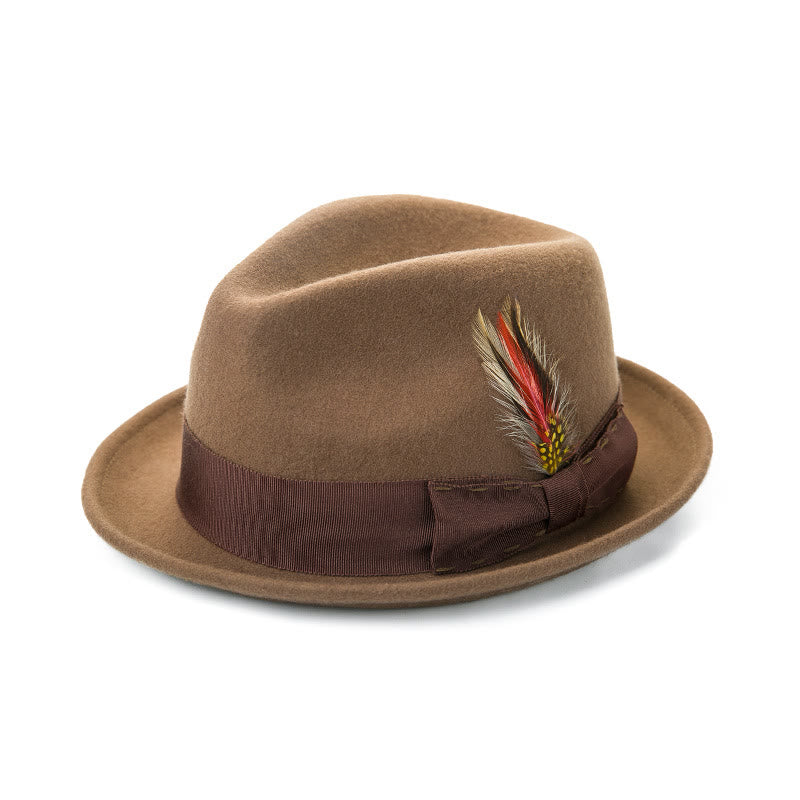 Cappello da cowboy da uomo con fiocco di piume e nastro decorativo - Cammello - M (22 1/2"-22 7/8") - image 0