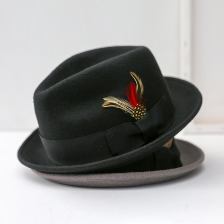 Cappello da cowboy da uomo con fiocco di piume e nastro decorativo - image 2