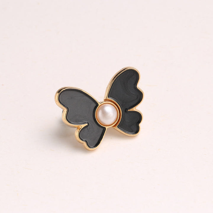 Clip per cintura da donna con perle e farfalle, senza chiodi, per pantaloni - Farfalla di perla - Nero - image 6