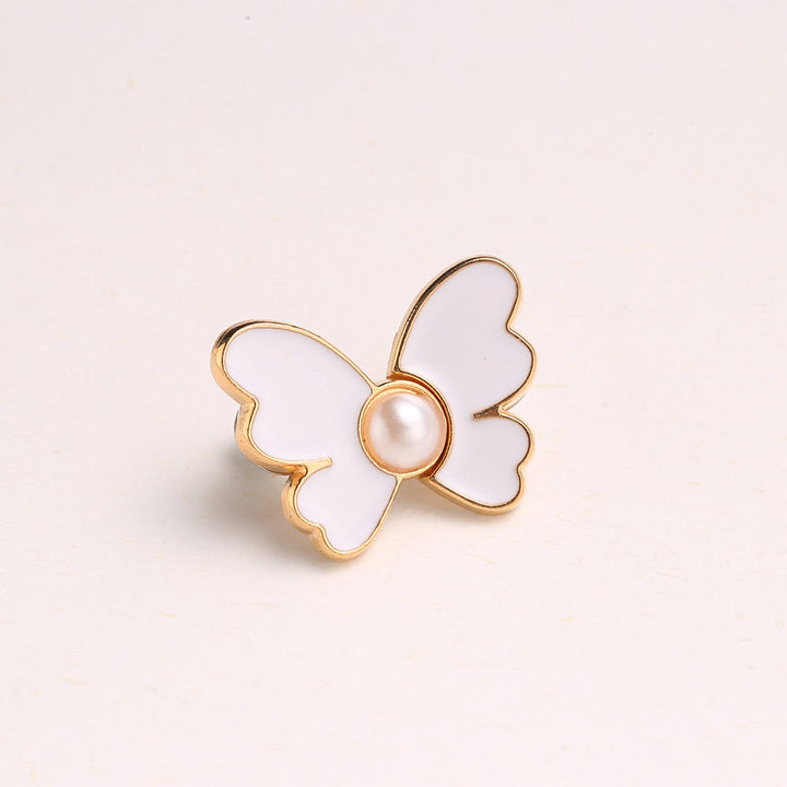 Clip per cintura da donna con perle e farfalle, senza chiodi, per pantaloni - Farfalla di perla - Bianco - image 5