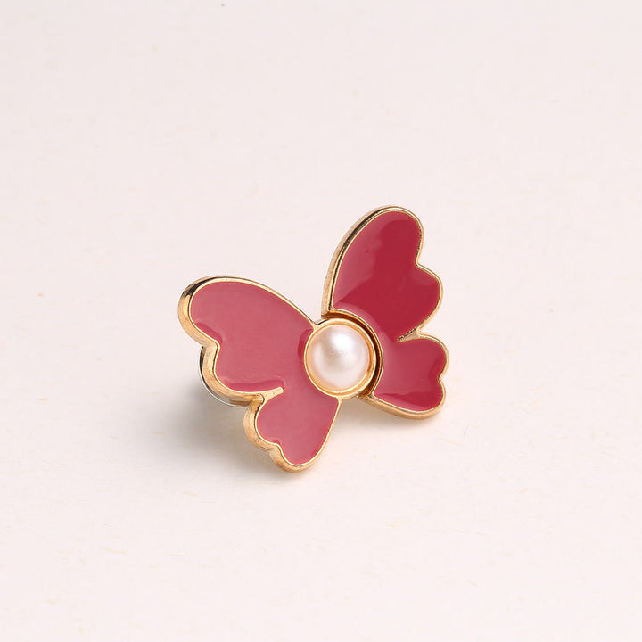 Clip per cintura da donna con perle e farfalle, senza chiodi, per pantaloni - Farfalla di perla - Rosso - image 8