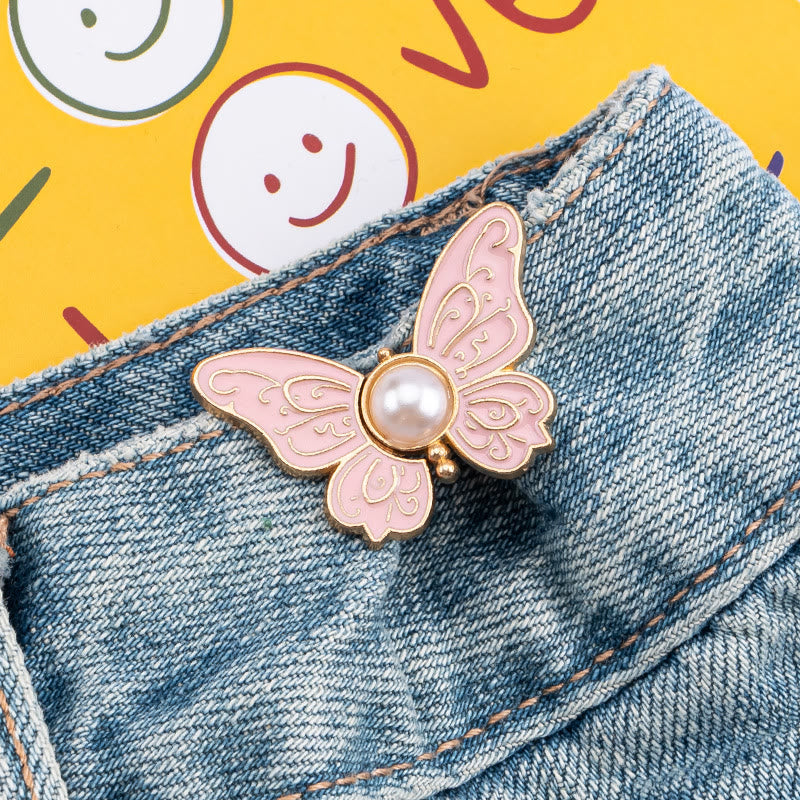 Clip per cintura da donna con perle e farfalle, senza chiodi, per pantaloni - Farfalla di perle modellata - Rosa - image 3