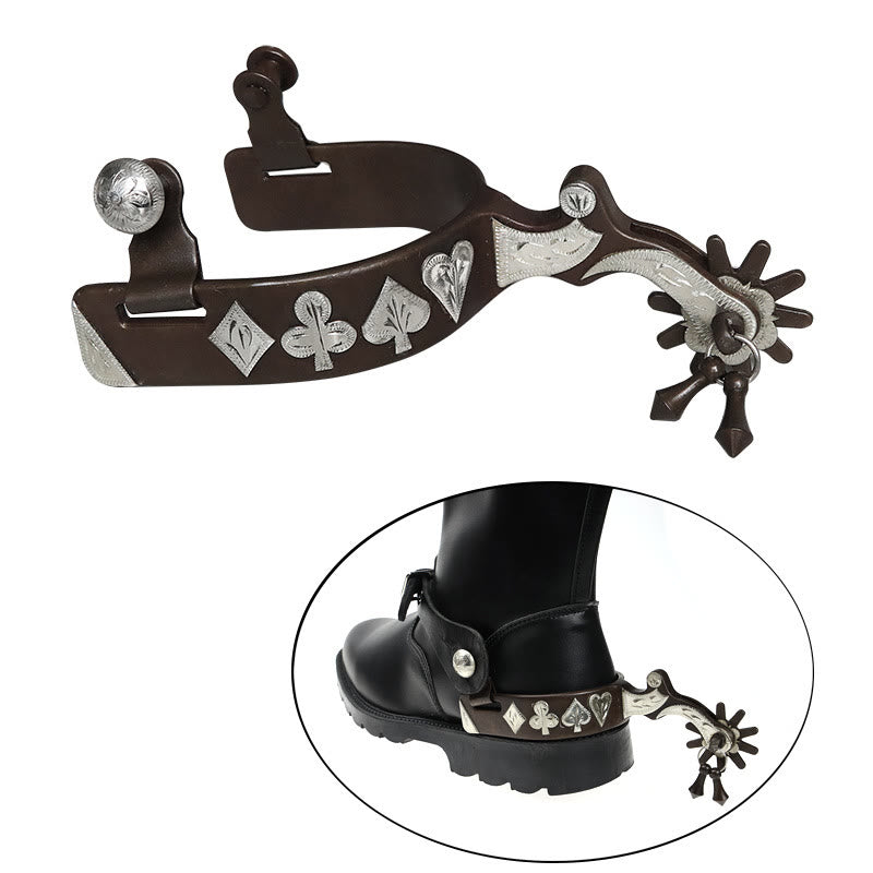 Speroni da cowboy quadrati a forma di cuore intagliati per Halloween con ciondolo - Marrone - image 1
