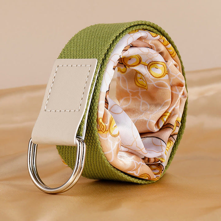 Cintura in seta stampata a doppio anello verde alla moda - image 4