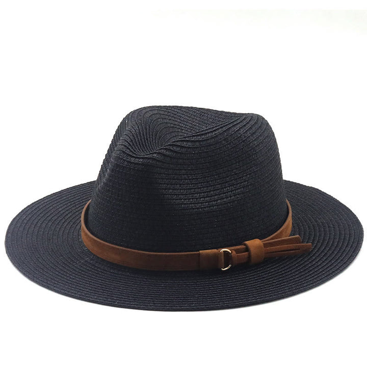 Cappello da cowboy da uomo in maglia con parasole e cintura marrone - Nero - M (22 "-22 7/8") - image 6