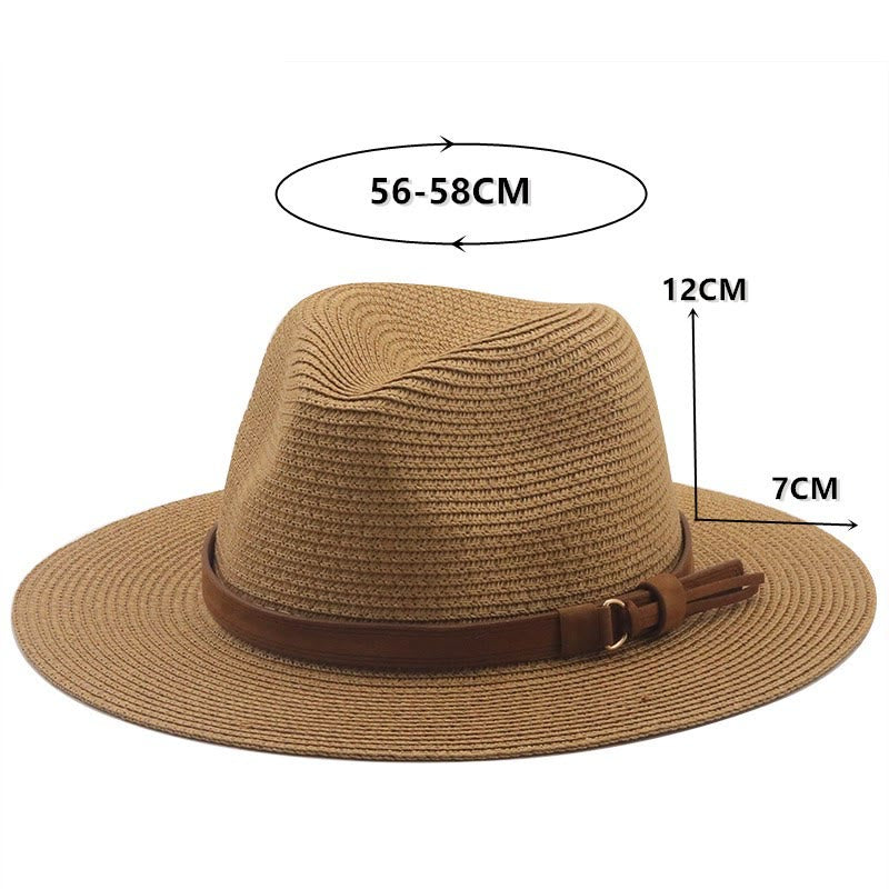 Cappello da cowboy da uomo in maglia con parasole e cintura marrone - image 1