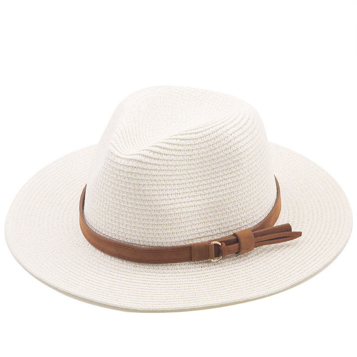 Cappello da cowboy da uomo in maglia con parasole e cintura marrone - Bianco - M (22 "-22 7/8") - image 5