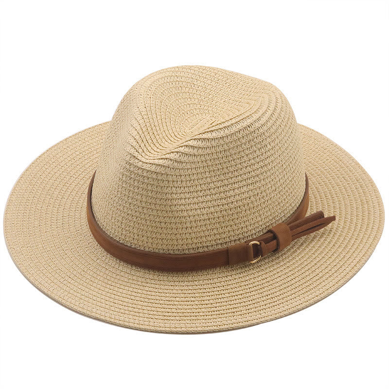 Cappello da cowboy da uomo in maglia con parasole e cintura marrone - Beige - M (22 "-22 7/8") - image 8