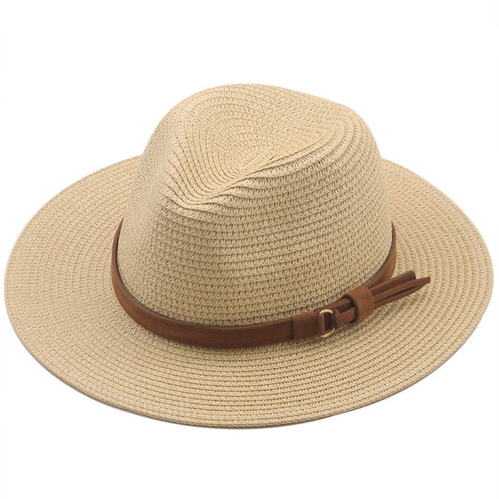 Cappello da cowboy da uomo in maglia con parasole e cintura marrone - Beige - M (22 "-22 7/8") - image 8
