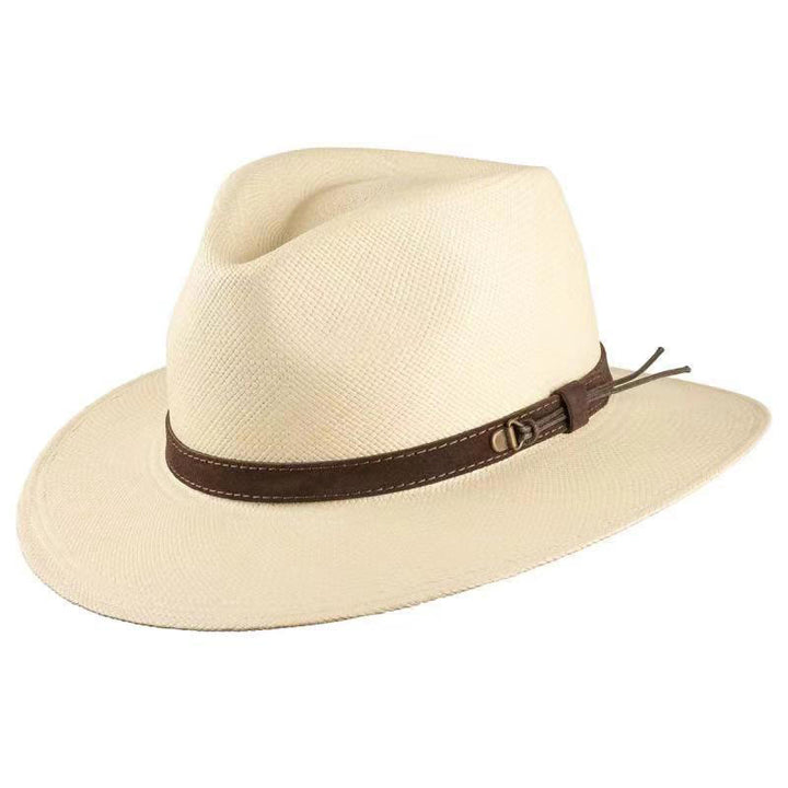 Cappello da cowboy da uomo in tinta unita intrecciato a mano con cinturino - Beige - L (22 7/8"-23 5/8") - image 0