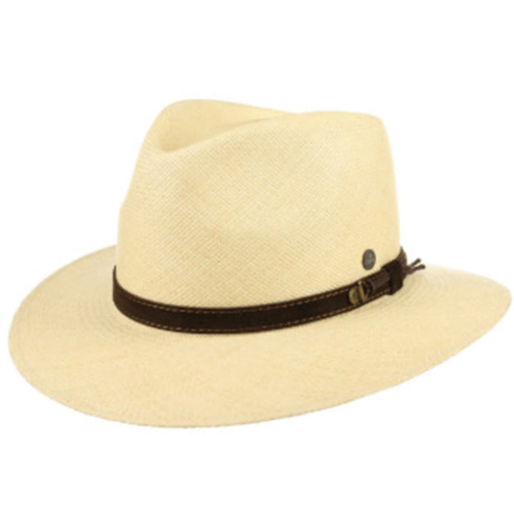 Cappello da cowboy da uomo in tinta unita intrecciato a mano con cinturino - Bianco latte - L (22 7/8"-23 5/8") - image 5