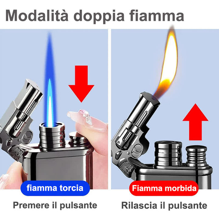 Accendino a butano Alligato Design ricaricabile a doppia fiamma con orologio - image 4