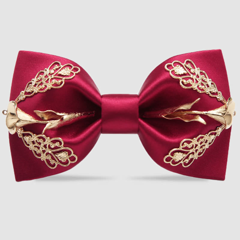 Papillon da uomo con motivo floreale dorato Calla Lily - Rosso - image 0
