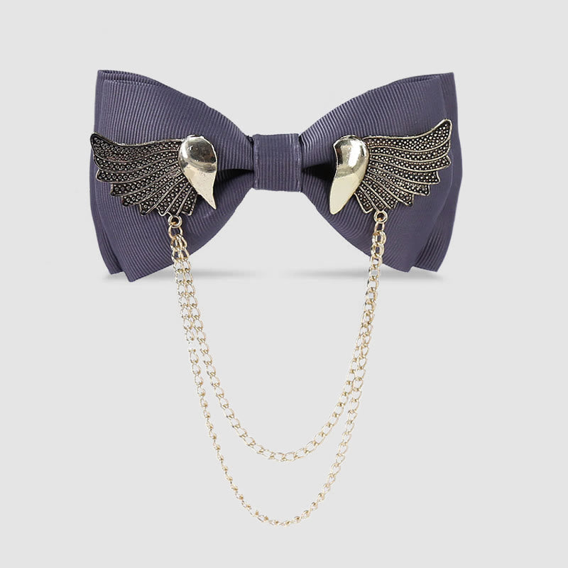 Papillon con catena a forma di ala dorata da uomo - Grigio - image 8
