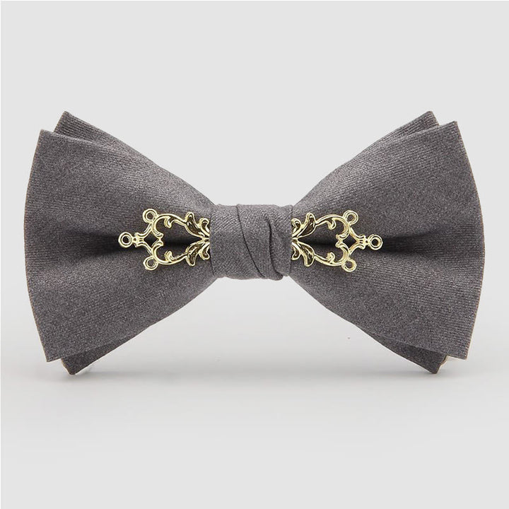 Papillon da uomo metallizzato con fiori per matrimonio - Grigio - image 0