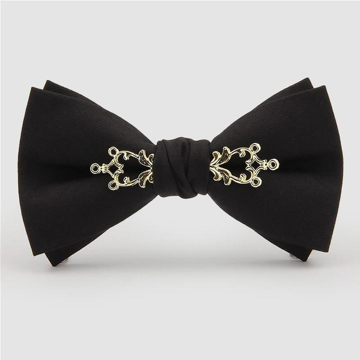 Papillon da uomo metallizzato con fiori per matrimonio - Nero - image 4