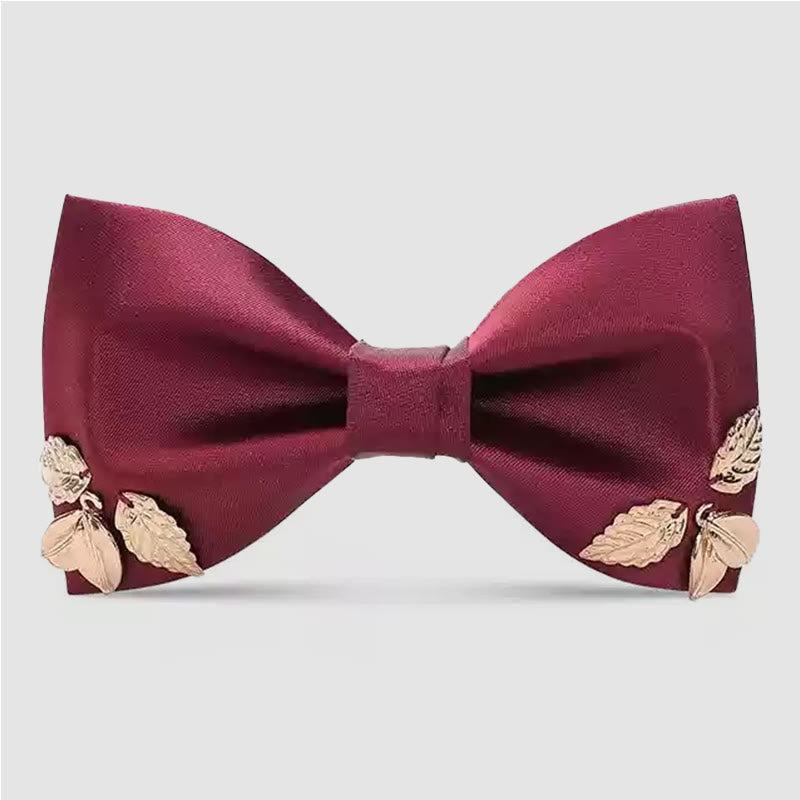 Papillon da uomo con foglie in metallo color bordeaux - Stile n. 1 - image 0