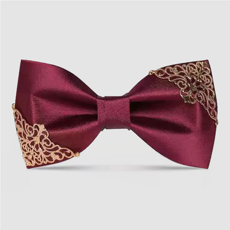Papillon da uomo con foglie in metallo color bordeaux - Stile n. 2 - image 9