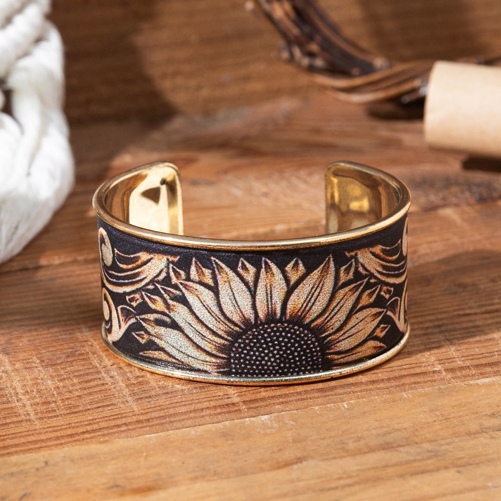 Braccialetto apribile vintage con fiore di girasole colorato - Girasole - image 1
