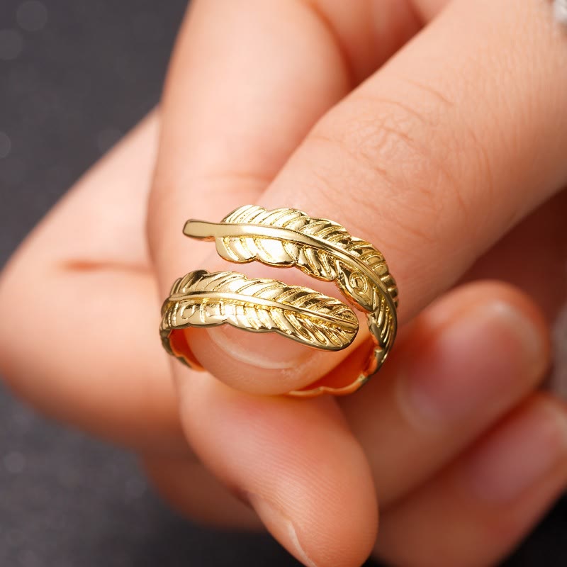 Anello regolabile in rame vintage con foglia di banana - image 10