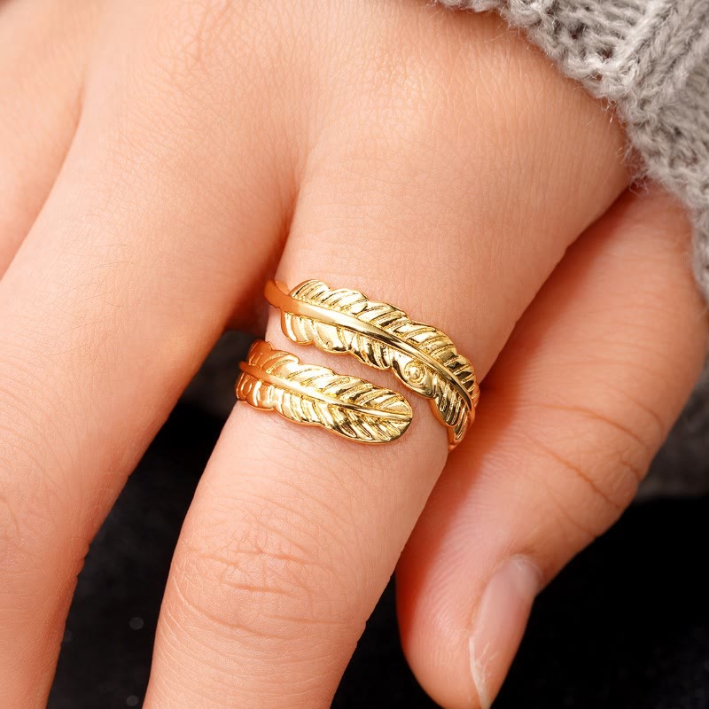 Anello regolabile in rame vintage con foglia di banana - image 9