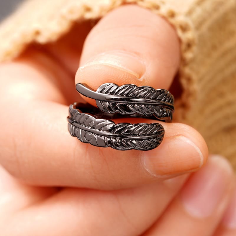 Anello regolabile in rame vintage con foglia di banana - image 14