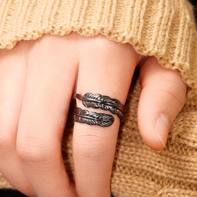 Anello regolabile in rame vintage con foglia di banana - image 13