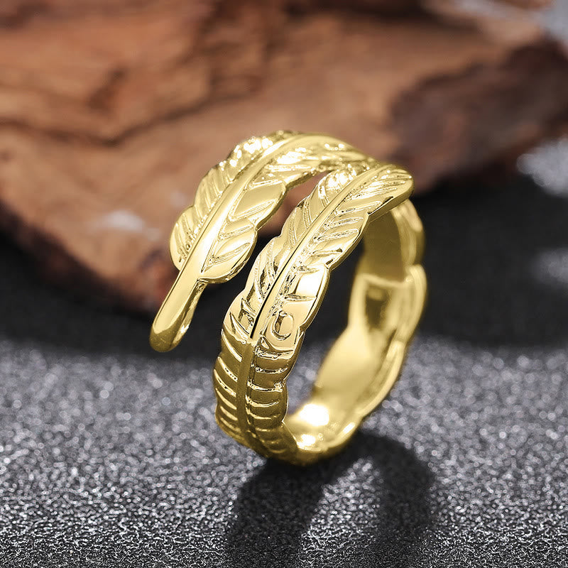 Anello regolabile in rame vintage con foglia di banana - image 8