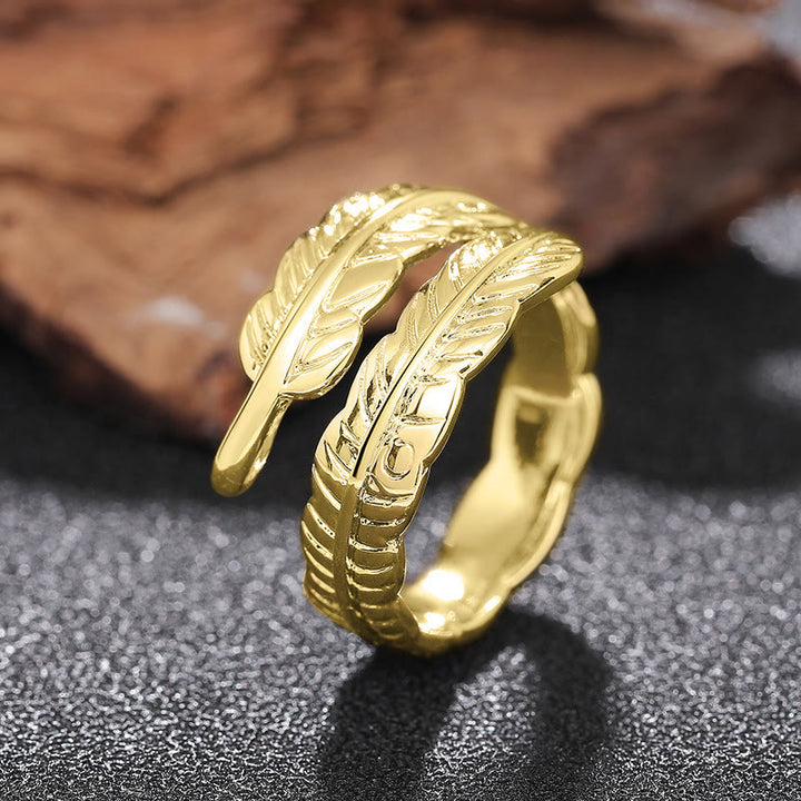 Anello regolabile in rame vintage con foglia di banana - image 8