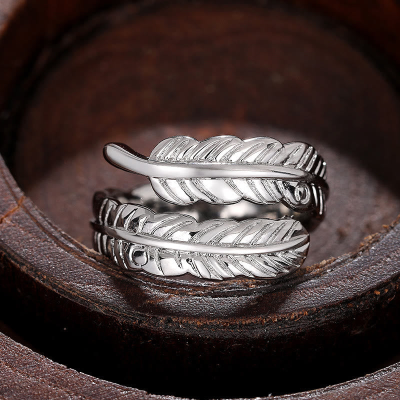 Anello regolabile in rame vintage con foglia di banana - Argento - Regolabile - image 2