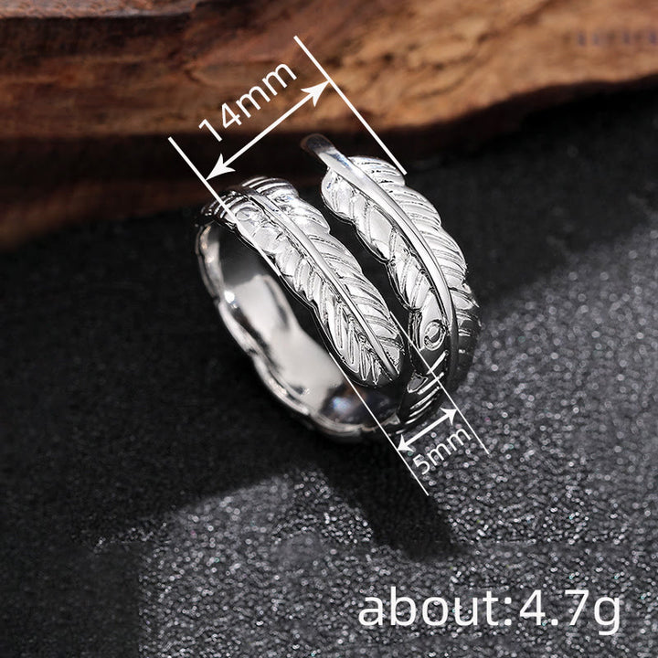 Anello regolabile in rame vintage con foglia di banana - image 15