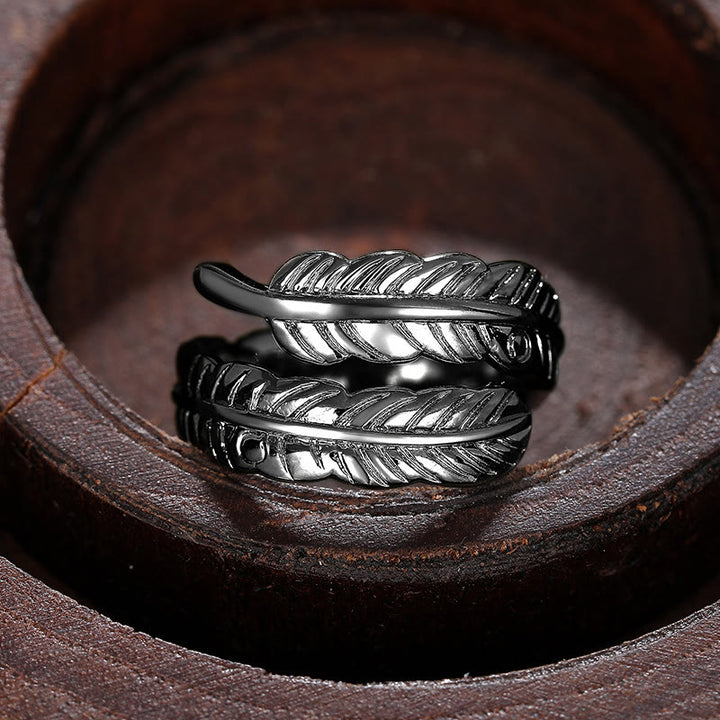 Anello regolabile in rame vintage con foglia di banana - Nero - Regolabile - image 11