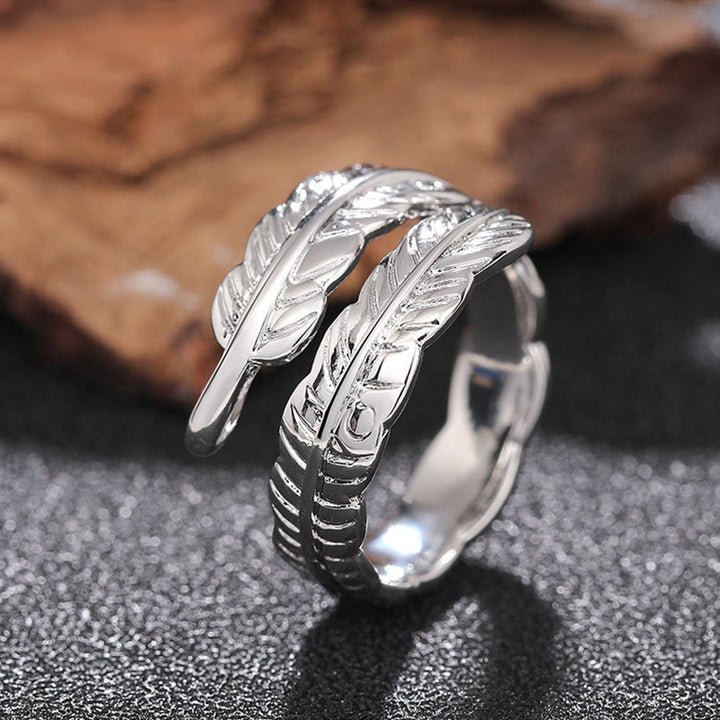 Anello regolabile in rame vintage con foglia di banana - image 4