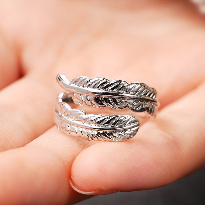 Anello regolabile in rame vintage con foglia di banana - image 6