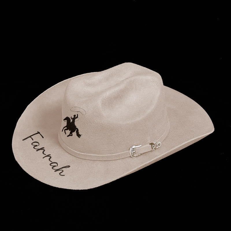 Cappello da cowboy personalizzabile con motivo da equitazione e cintura - image 1